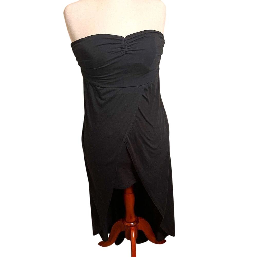 No Boundaries dress black strapless open front with built in short skirt  Sz M